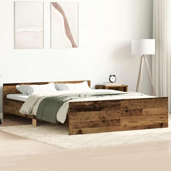 vidaXL sengestel uden madras 140x190cm konstrueret træ antikt træ