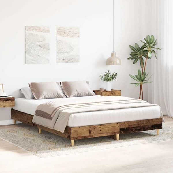 vidaXL sengestel uden madras 140x200 cm konstrueret træ antikt træ