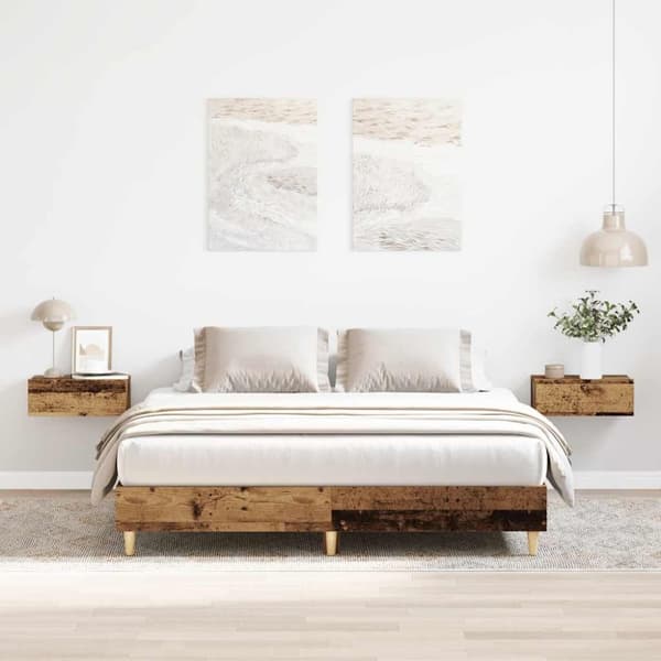 vidaXL sengestel uden madras 140x200 cm konstrueret træ antikt træ