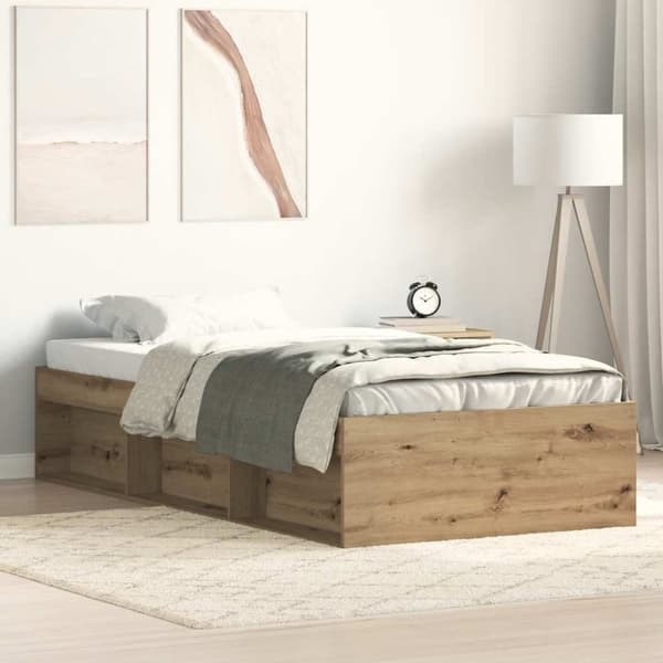vidaXL Sengeramme uten madrass artisan eik 90x200 cm konstruert tre