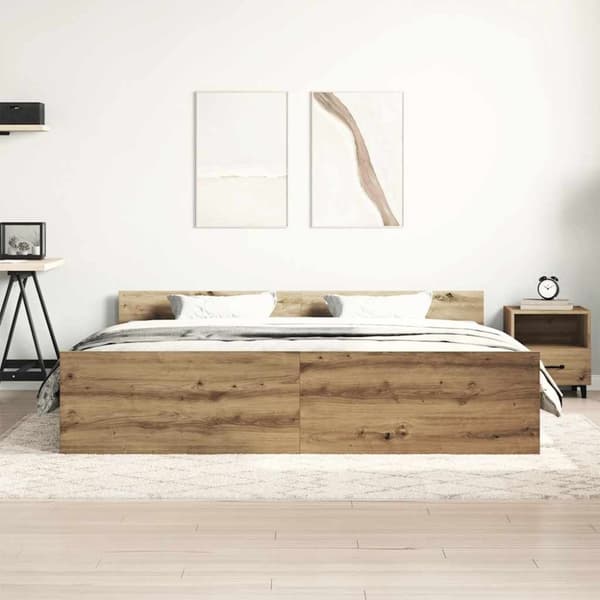 vidaXL Sengeramme uten madrass artisan eik 160x200 cm konstruert tre