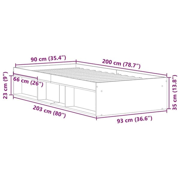 vidaXL Sengeramme uten madrass gammelt tre 90x200 cm konstruert tre
