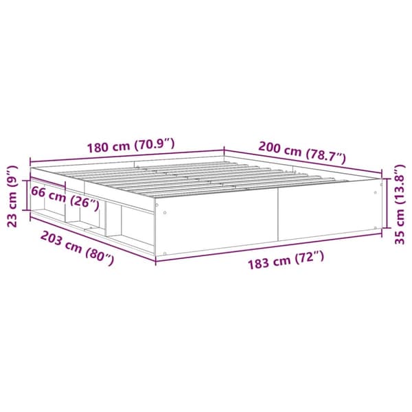 vidaXL sengestel uden madras 180x200 cm konstrueret træ kunsteg
