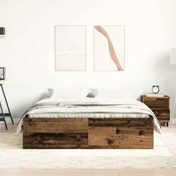 vidaXL Sängynrunko ilman patjaa vanha puu 140x200 cm tekninen puu
