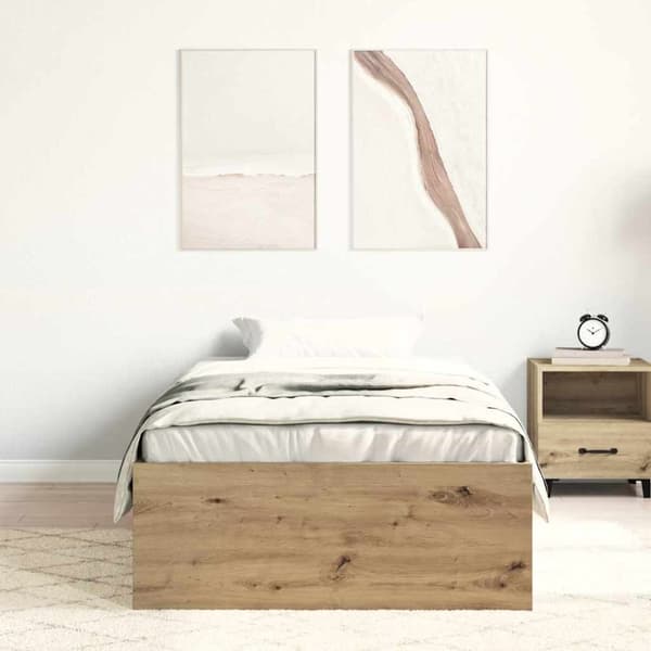 vidaXL Sängynrunko ilman patjaa artisaanitammi 90x190 cm tekninen puu