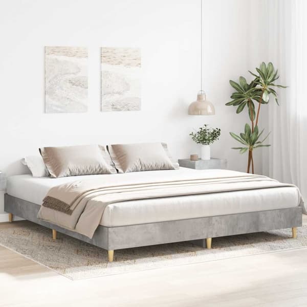 vidaXL Sängynrunko ilman patjaa betonin harmaa 180x200 cm tekninen puu