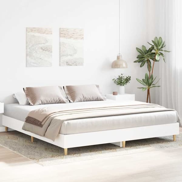 vidaXL sengestel uden madras 160x200 cm konstrueret træ hvid