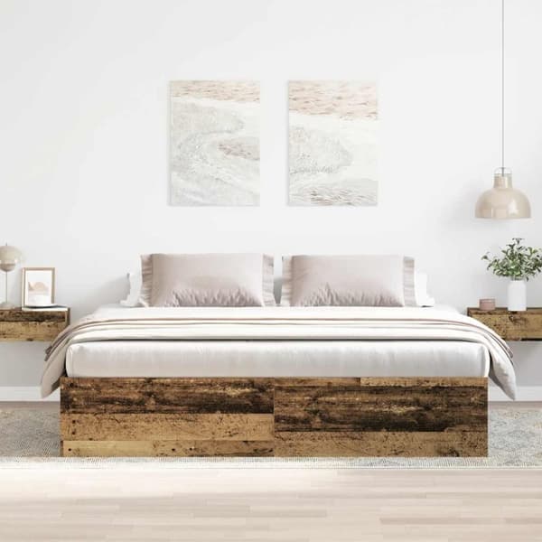 vidaXL Sengeramme uden madras 200x200cm konstrueret træ antikt træ