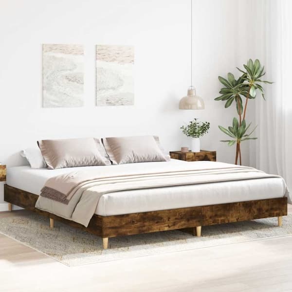 vidaXL Sengeramme uten madrass røkt eik 180x200 cm konstruert tre