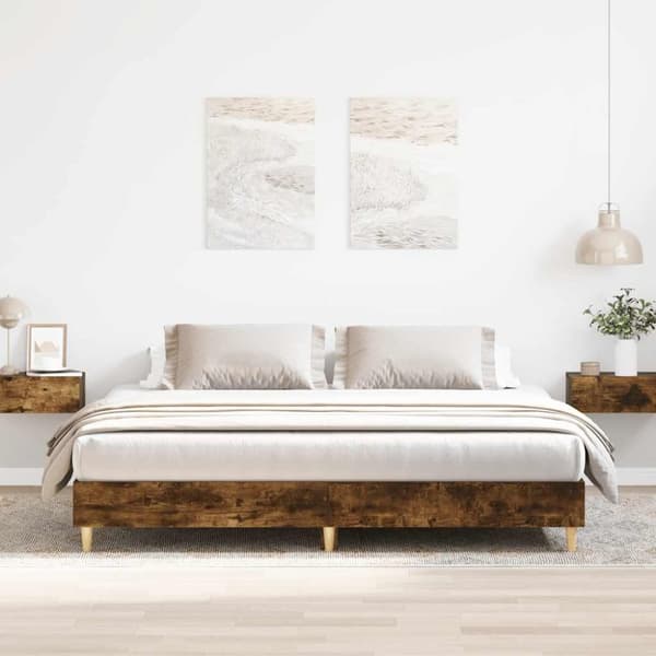 vidaXL Sengeramme uten madrass røkt eik 180x200 cm konstruert tre