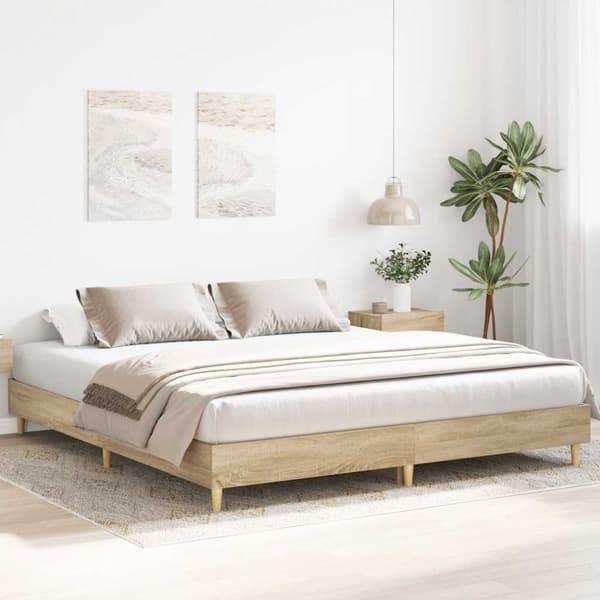 vidaXL Sängynrunko ilman patjaa Sonoma tammi 160x200 cm tekninen puu