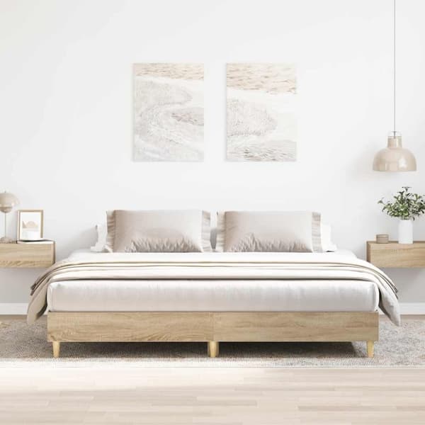 vidaXL Sängynrunko ilman patjaa Sonoma tammi 160x200 cm tekninen puu