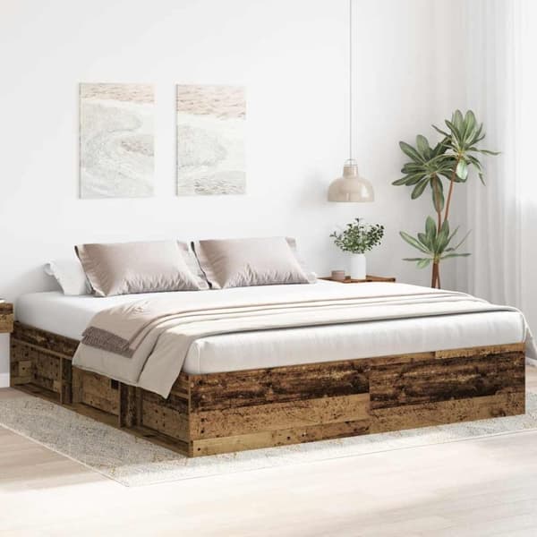 vidaXL sengestel uden madras 180x200 cm konstrueret træ antikt træ