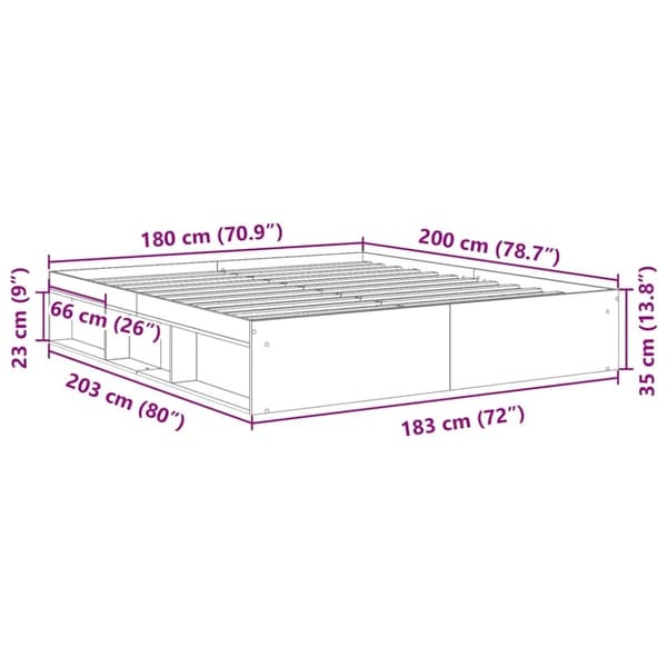 vidaXL sengestel uden madras 180x200 cm konstrueret træ antikt træ