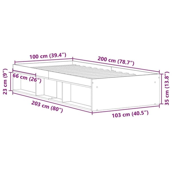 vidaXL Sengeramme uten madrass artisan eik 100x200 cm konstruert tre