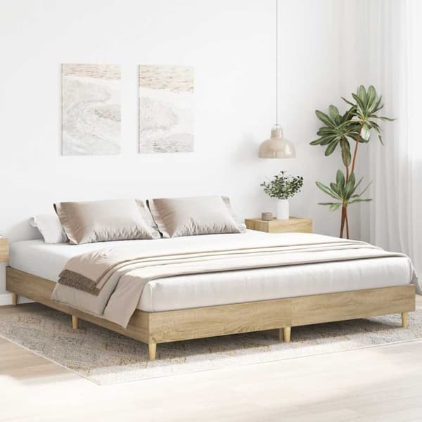 vidaXL Sengeramme uten madrass sonoma eik 180x200 cm konstruert tre