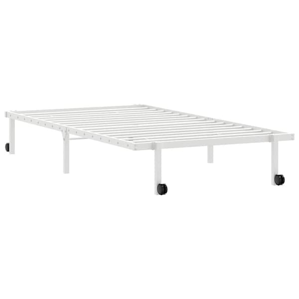 vidaXL Sängynrunko ilman patjaa Taitettava valkoinen 100x190 cm Teräs
