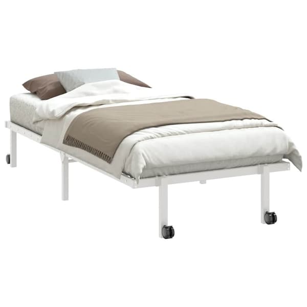 vidaXL Sängynrunko ilman patjaa Taitettava valkoinen 90x190 cm terästä