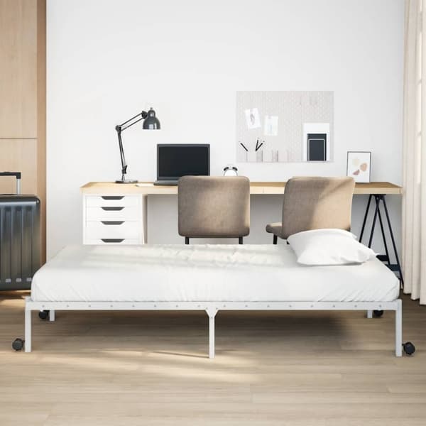 vidaXL Sängynrunko ilman patjaa Taitettava valkoinen 90x190 cm terästä