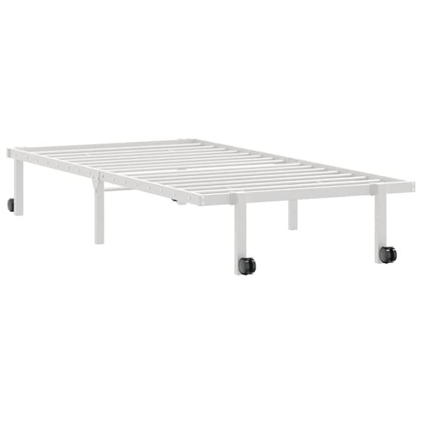 vidaXL Sängynrunko ilman patjaa Taitettava valkoinen 90x190 cm terästä