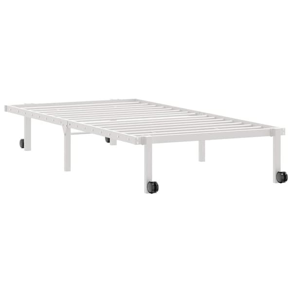 vidaXL Sängynrunko ilman patjaa Taitettava valkoinen 90x190 cm terästä