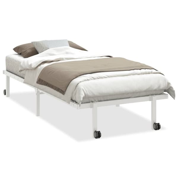 vidaXL Sängynrunko ilman patjaa Taitettava valkoinen 90x190 cm terästä