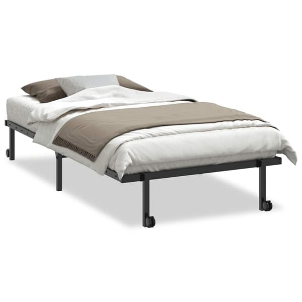 vidaXL Sängynrunko ilman patjaa Taitettava musta 100x200 cm terästä