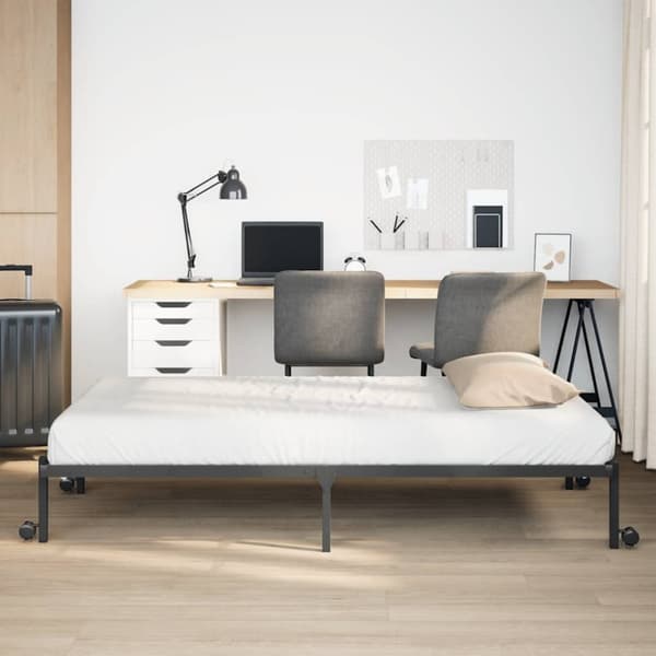 vidaXL Sängynrunko ilman patjaa Taitettava musta 100x200 cm terästä