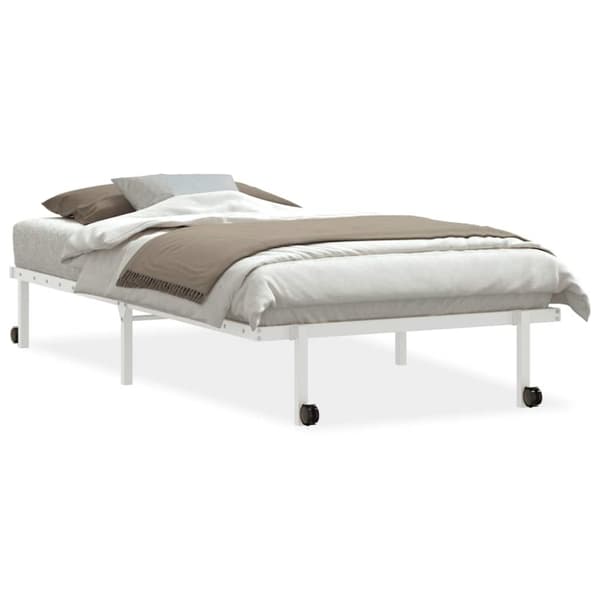 vidaXL Sängram utan madrass hopfällbar vit 100x190 cm stål