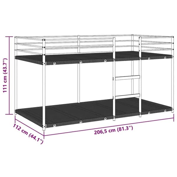 vidaXL Våningssäng utan madrass vit 107x203 cm stål