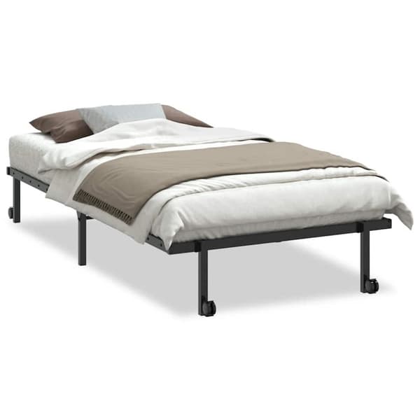 vidaXL Sängynrunko ilman patjaa Taitettava musta 107x203 cm terästä