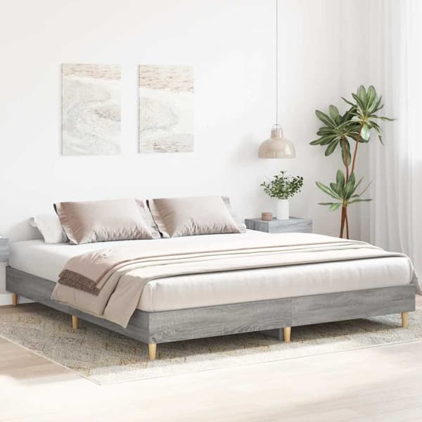 vidaXL sengestel uden madras 160x200 cm konstrueret træ grå sonoma-eg