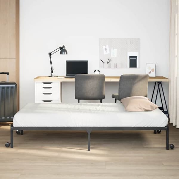 vidaXL Sängynrunko ilman patjaa Taitettava musta 80x200 cm terästä