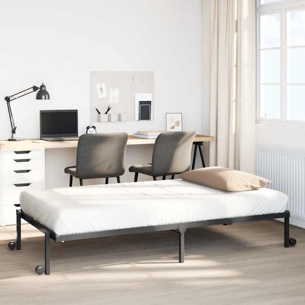 vidaXL Sängynrunko ilman patjaa Taitettava musta 80x200 cm terästä