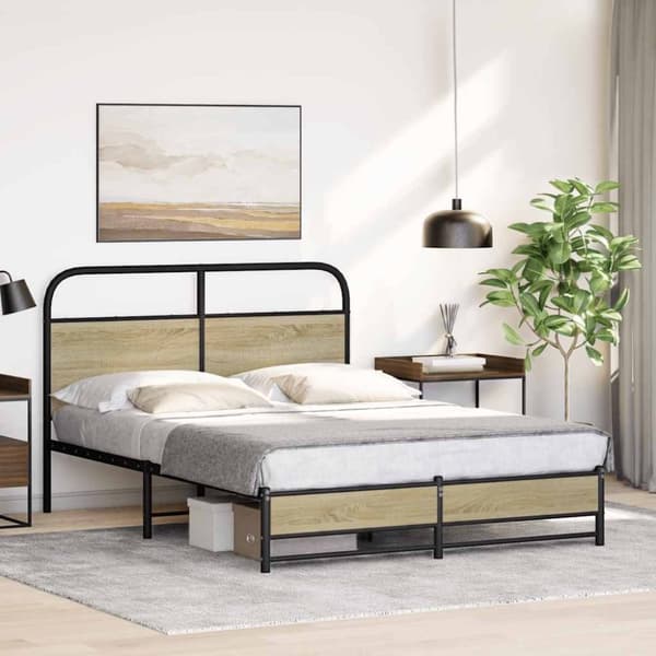 vidaXL sengeramme 140x190 cm uden madras konstrueret træ sonoma-eg