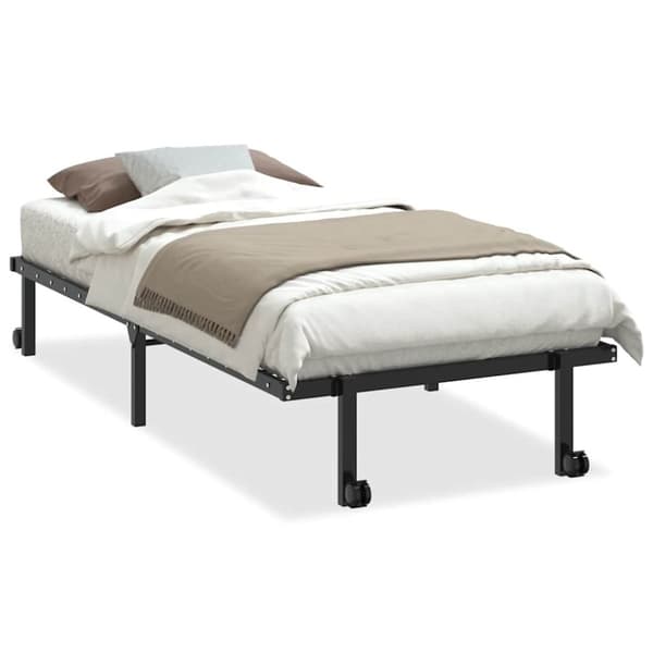 vidaXL Sängynrunko ilman patjaa Taitettava musta 90x200 cm terästä