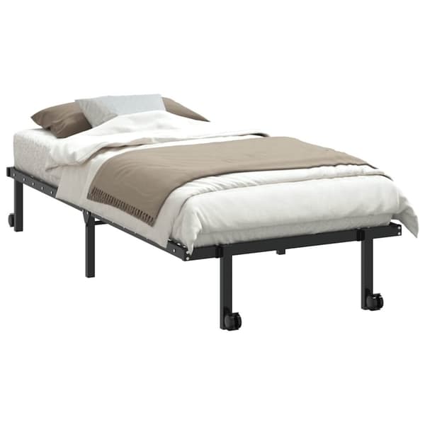 vidaXL Sängynrunko ilman patjaa Taitettava musta 90x200 cm terästä