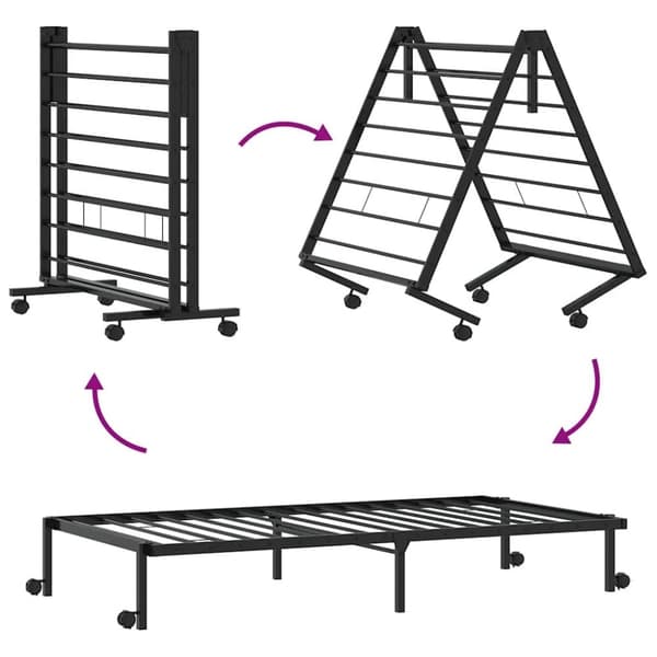 vidaXL Sengeramme uten madrass sammenleggbar svart 100x190 cm stål