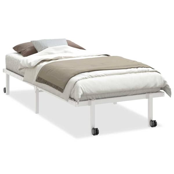 vidaXL Sengeramme uten madrass sammenleggbar hvit 90x200 cm stål