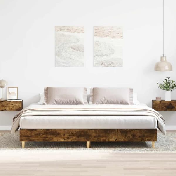 vidaXL Sengeramme uten madrass røkt eik 160x200 cm konstruert tre