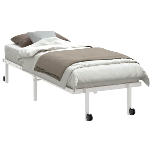 vidaXL Sängram utan madrass hopfällbar vit 75x190 cm stål