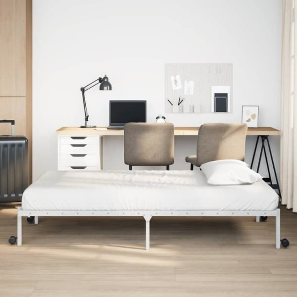 vidaXL Sängram utan madrass hopfällbar vit 75x190 cm stål