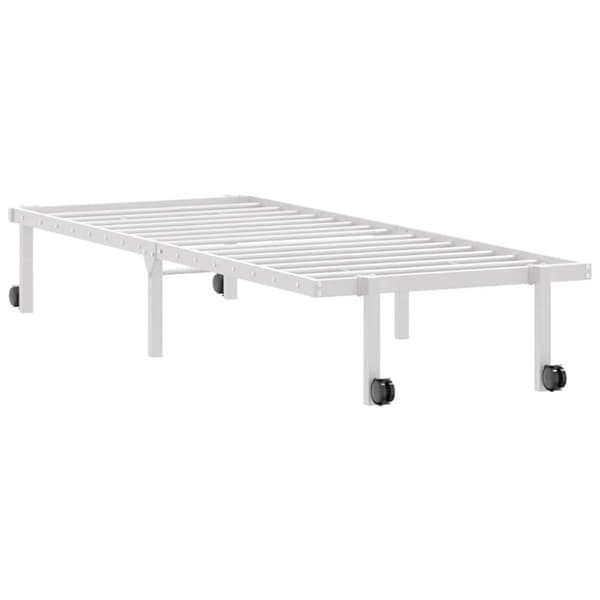 vidaXL Sängram utan madrass hopfällbar vit 75x190 cm stål
