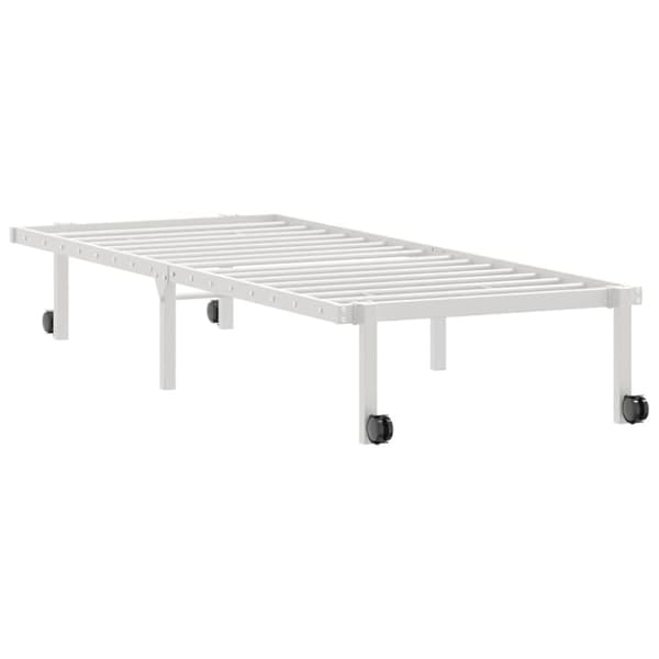 vidaXL Sängram utan madrass hopfällbar vit 75x190 cm stål