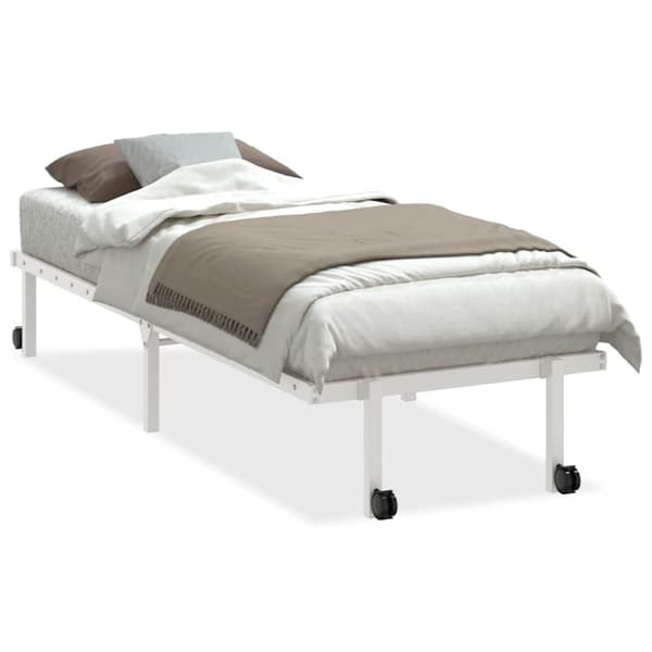 vidaXL Sängram utan madrass hopfällbar vit 75x190 cm stål
