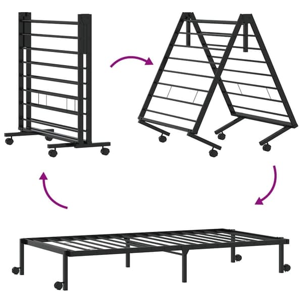 vidaXL Sengeramme uten madrass sammenleggbar svart 100x200 cm stål