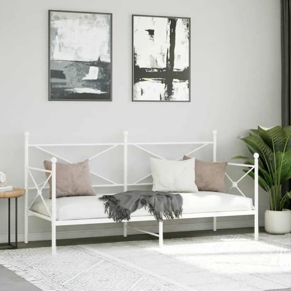 vidaXL Päiväsänky ilman patjaa valkoinen 90x200 cm Teräs
