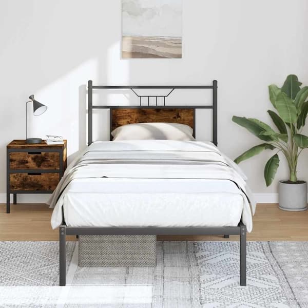 vidaXL Sängynrunko ilman patjaa savutammi 90x200 cm tekninen puu