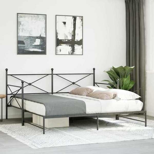 vidaXL daybed med udtræk uden madras 100x190 cm stål sort