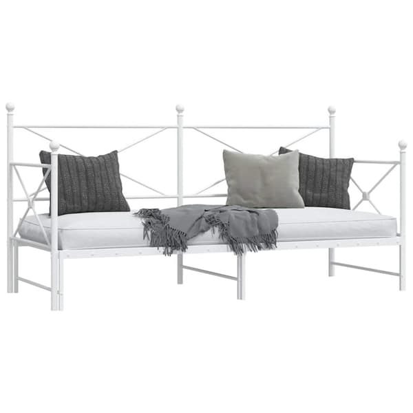 vidaXL Dagseng med trille uten madrass hvit 90x200 cm stål